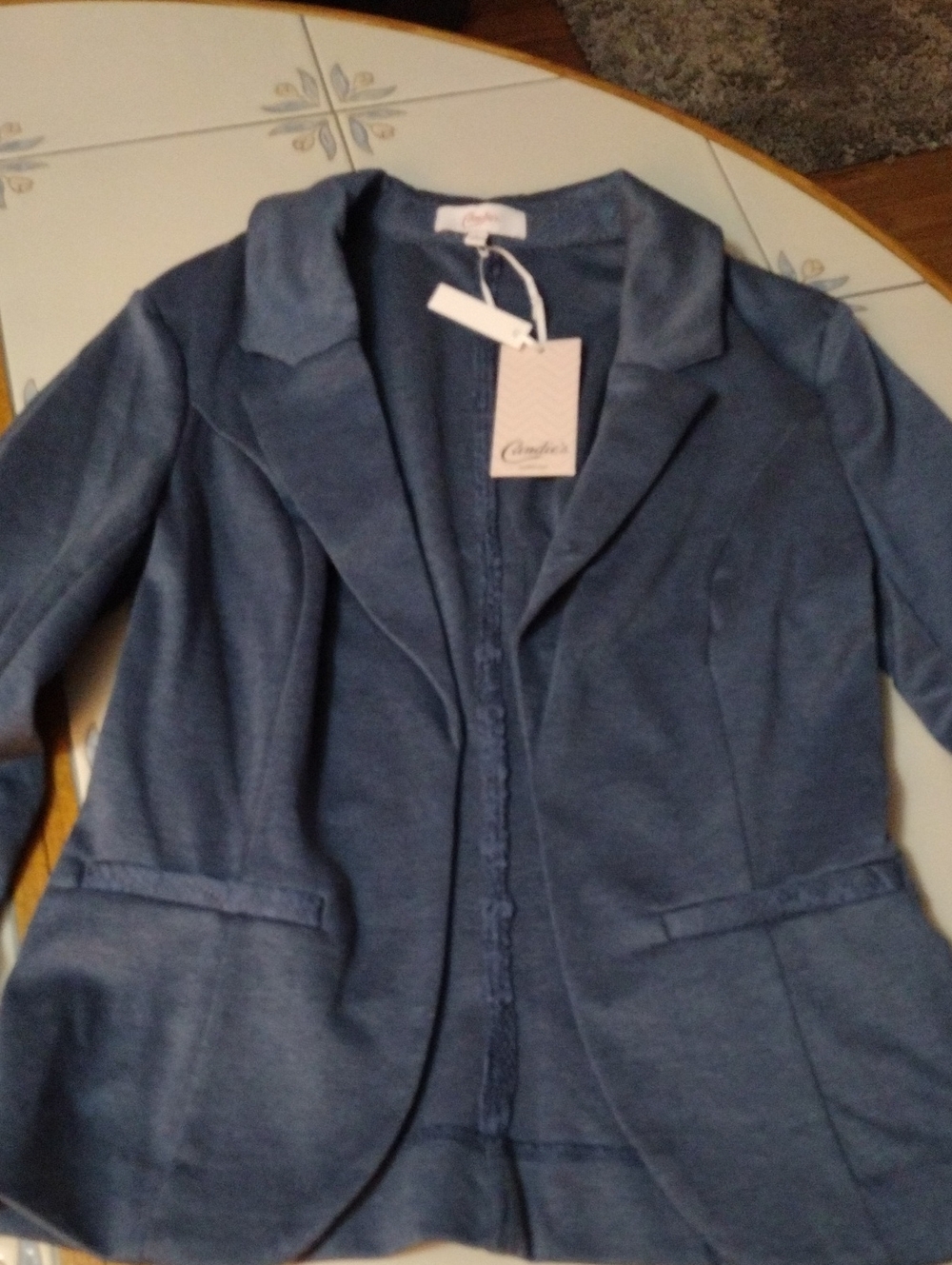 Candie's Slate Blue Knit Blazer Jacket